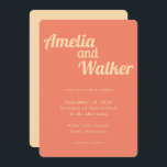 Retro Delight Peach och Apricot Bröllop Inbjudningar<br><div class="desc">Vi presenterar vår "Retro Delight"-inbjudan, där enkelhet möter vintagens charm. Den här designen är en harmonisk blandning av modern minimalism och nostalgiskt inslag, som skapar en unik visuell upplevelse för din speciella dag. Utformningen har en aprikosliknande orange som ger ett dynamiskt, energiskt och roligt popup från färg, som påminner om...</div>