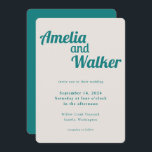 Retro Delight Teal Cream Bröllop Inbjudningar<br><div class="desc">Vi presenterar vår "Retro Delight"-inbjudan, där enkelhet möter vintagens charm. Den här designen är en harmonisk blandning av modern minimalism och nostalgiskt inslag, som skapar en unik visuell upplevelse för din speciella dag. Utformningen har en tealblått som ger färg ett dynamiskt, energiskt och roligt, som påminner om det forna stilarna....</div>