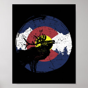 Retro delstat flagga Colorado Klippiga bergen skid Poster