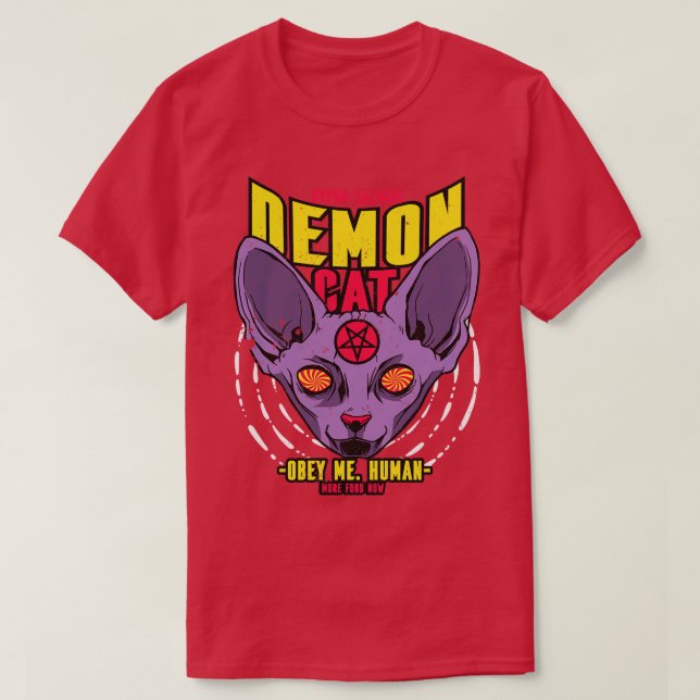 Retro Demon Sphynx Cat T Shirt (Design framsida)