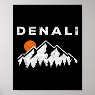 Retro Denali National Park Mountains Vintage Alask Poster