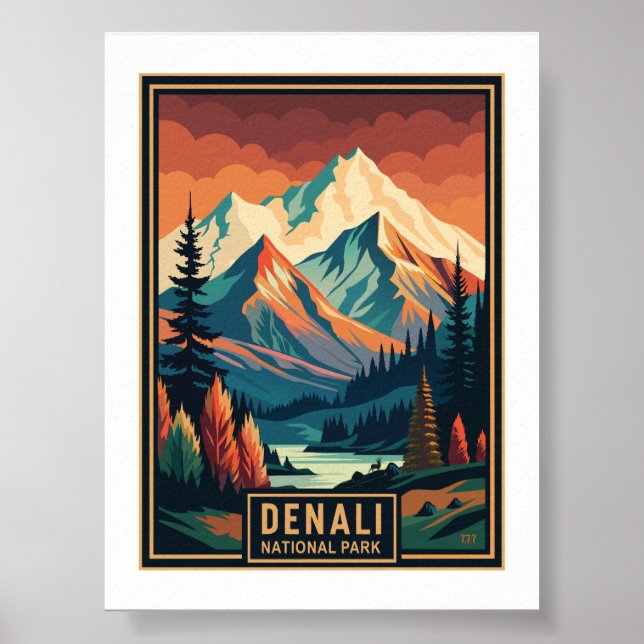 Retro Denali nationalpark Poster (Framsidan)
