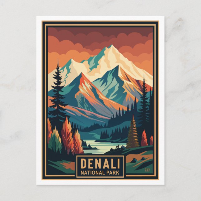 Retro Denali nationalpark Vykort (Framsida)