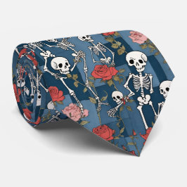Retro Denim Patchwork with Skeletons and Ro Slips
