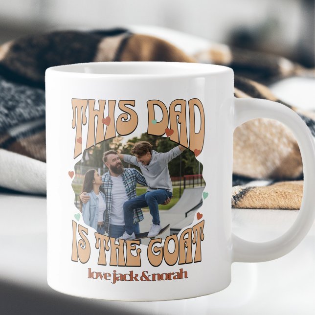 Retro Denna Pappa är Bocken Foto Mugg Jumbo Mugg (Giant GOAT mug for greatest dad of all time)