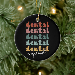 Retro Dental Squad Tandläkargrupp Dentalanstäl Julgransprydnad Keramik