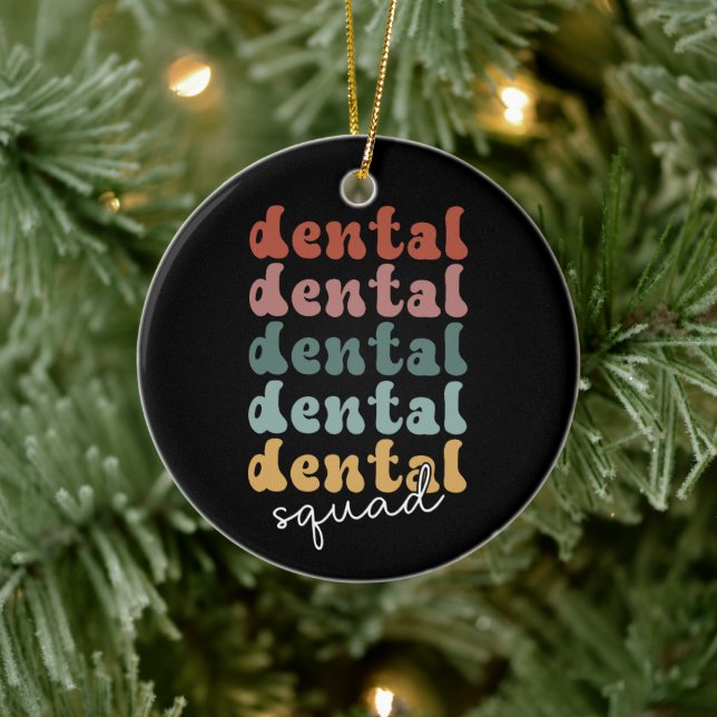 Retro Dental Squad | Tandläkargrupp | Dentalanstäl Julgransprydnad Keramik (Träd)