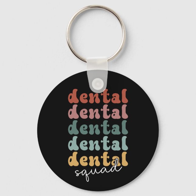 Retro Dental Squad | Tandläkargrupp | Dentalanstäl Nyckelring (Framsida)