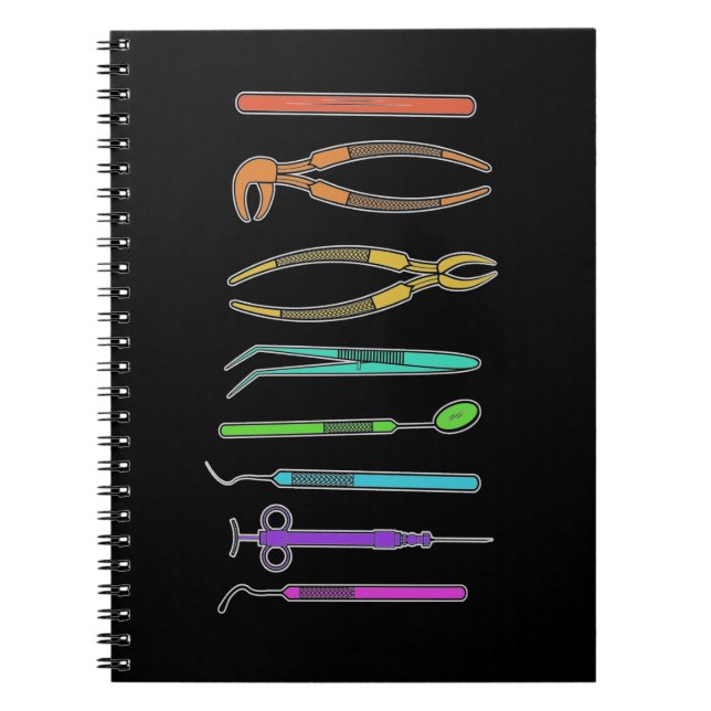Retro Dentist Verktyg Dental Assistant Dental Anteckningsbok (Framsidan)