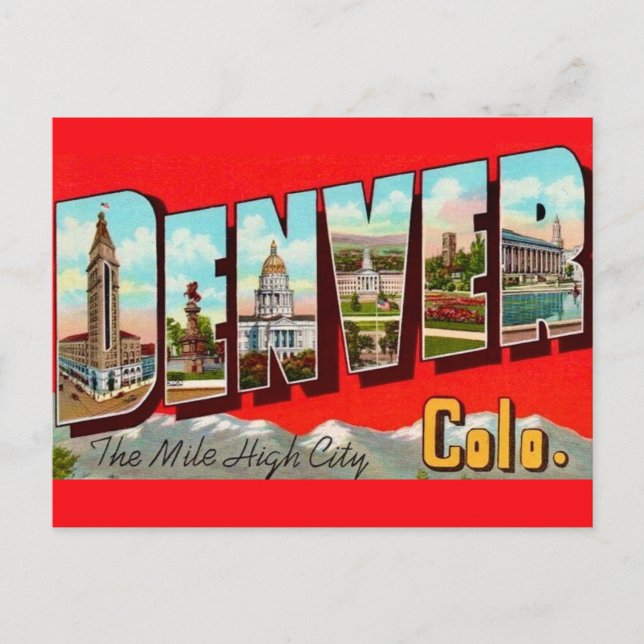 Retro Denver Colorado Postcard Vykort (Framsida)