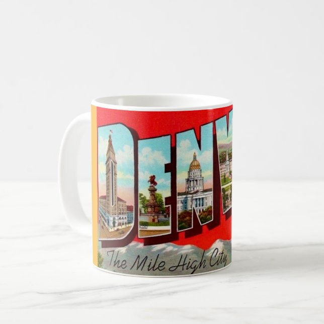 Retro Denver Colorado vykort Kaffemugg (Framsida vänster)