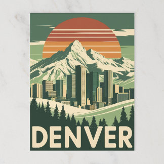 Retro Denver Mountain City Vykort