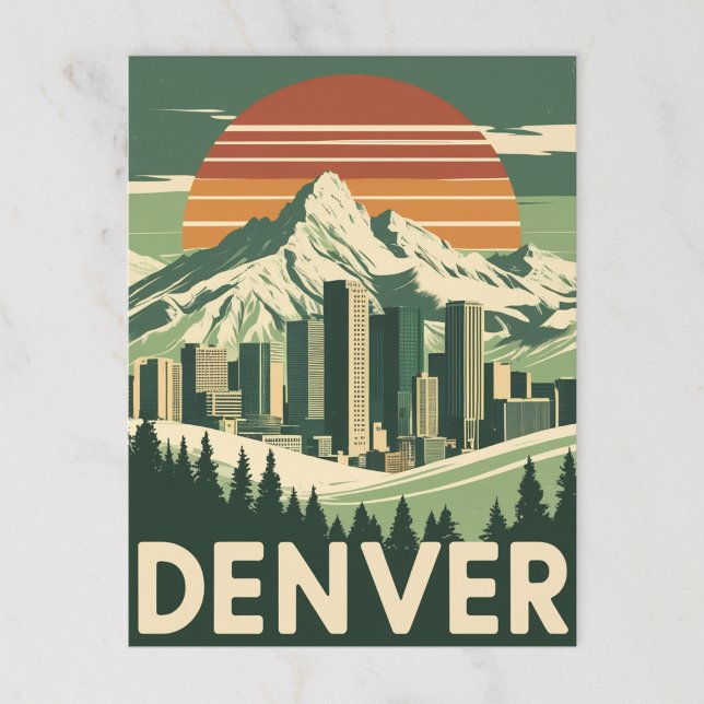 Retro Denver Mountain City Vykort (Skapare uppladdad)