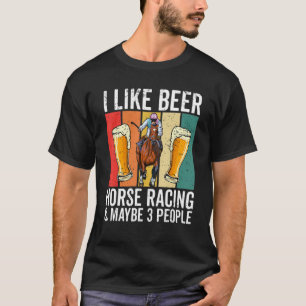 Retro Derby Day-fest Jag gillar öl och hästkapplö T Shirt