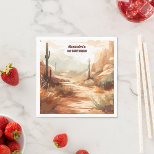 Retro Desert Cactus 1:a födelsedagen Pappersservett