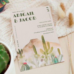 Retro Desert Cactus Arizona Destination Wedding Inbjudningar