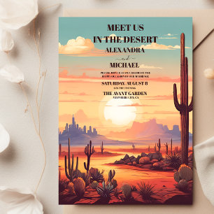 Retro Desert Cactus Bröllop Inbjudningar