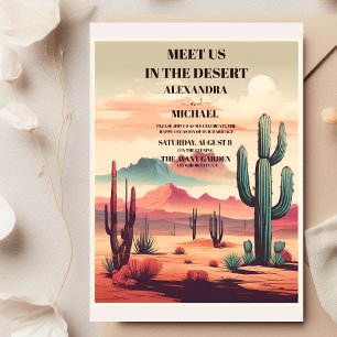 Retro Desert Cactus Bröllop Inbjudningar