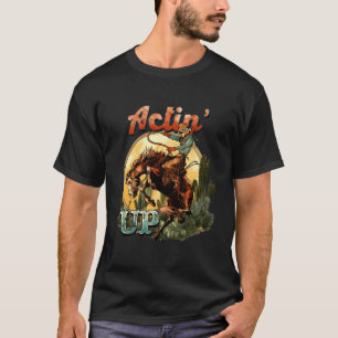 Retro Desert Cowboy Bucking Horse som verkar upp W T Shirt