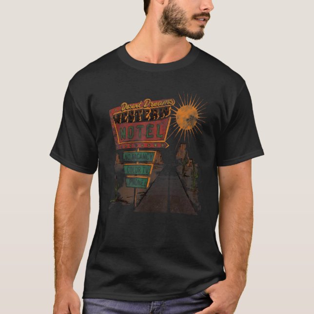 Retro Desert Dream Desert Travel Cactus Road Weste T Shirt (Framsida)