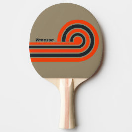 Retro Desert Meadow Curl Ränder med Namn Pingisracket