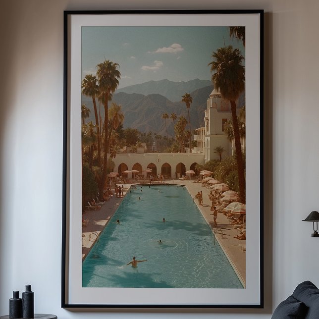 Retro Desert Oasis: Handflatan Vår Poolside Bliss Poster (Skapare uppladdad)