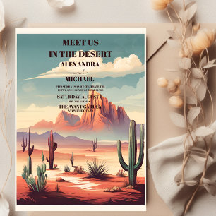 Retro Desert och Cactus Bröllop Inbjudningar