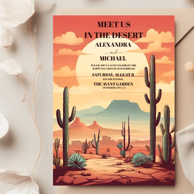 Retro Desert och Cactus Bröllop Inbjudningar (Skapare uppladdad)