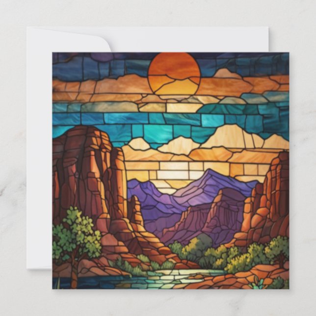 Retro desert scene Sedona mountains stainglass art (Framsida)