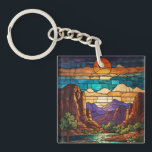 Retro desert scene Sedona mountains stainglass art<br><div class="desc">Elegant retro desert Sedona mountain range - artistic views of Cathedral Rock,  Bell Rock,  and Courthouse Butte.</div>