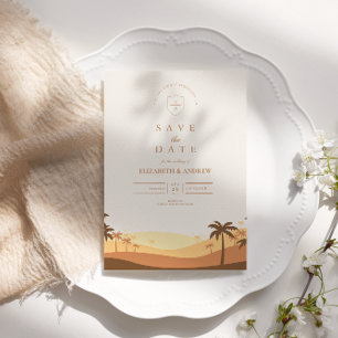 Retro Desert Sunset Bröllop Spara Datumet