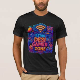 Retro Desi Gamer - Zon T-Shirt - Neon-speldesign