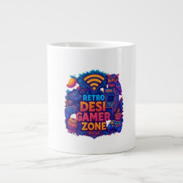 Retro Desi Gamer Zona Mugg - Neon Gaming Coffee Ko Jumbo Mugg