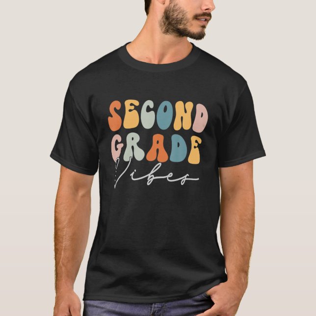 Retro Design 2Nd Klass Vibes Back to school Teache T Shirt (Framsida)