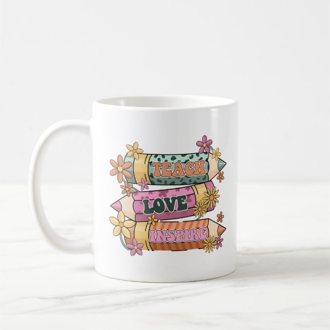 Retro-design av typen Teach Kärlek Inspire Kaffemugg (Vänster)