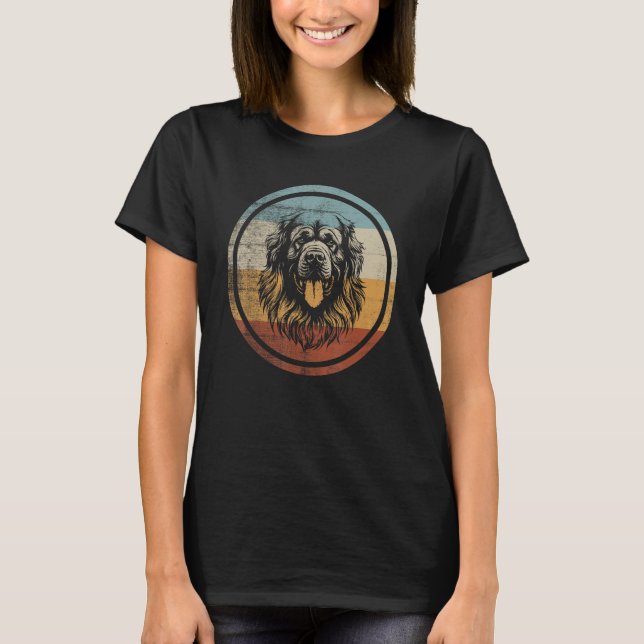 Retro Design Leonberger Dog T Shirt (Framsida)