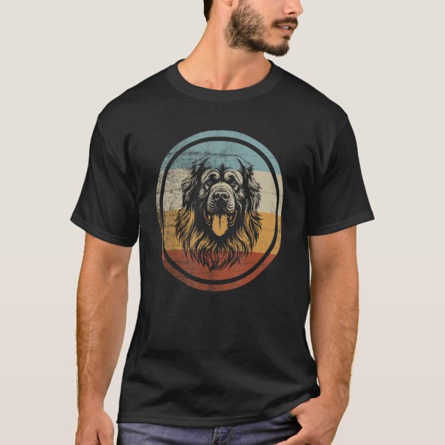 Retro Design Leonberger Dog T Shirt (Framsida)