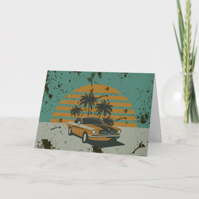 Retro Design Mustang Greeting Card Tack Kort (Framsida)