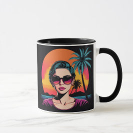 Retro Design Schönheit mit Sonnenbrille  Mugg