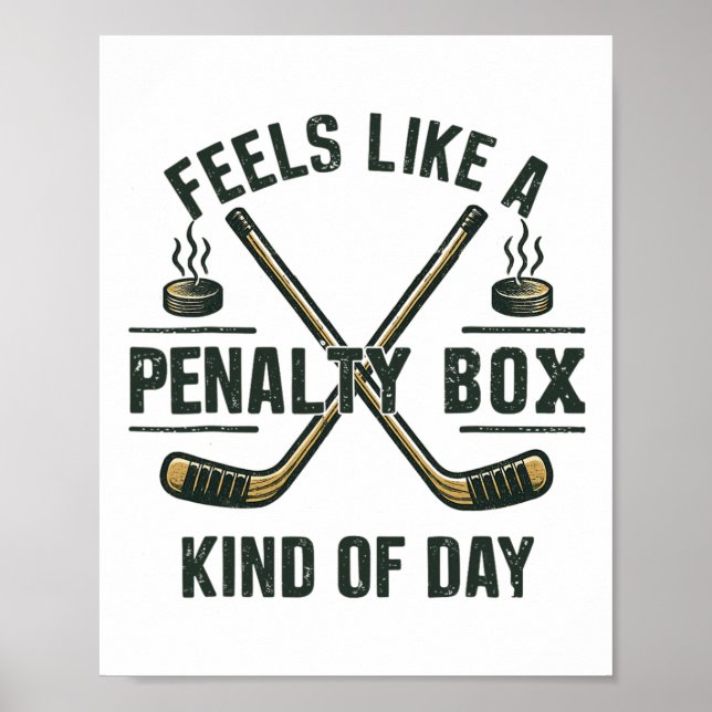 Retro design strafflåda humör hockey dag grafik poster (Framsidan)