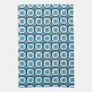 Retro designkökshandduk i kricka & Aqua Kökshandduk