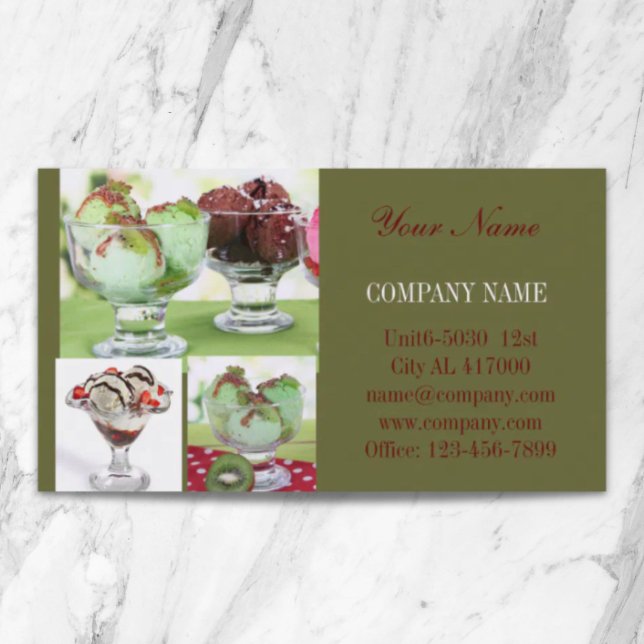 Retro dessert sundae glass visitkort (Retro dessert sundae ice cream business card)