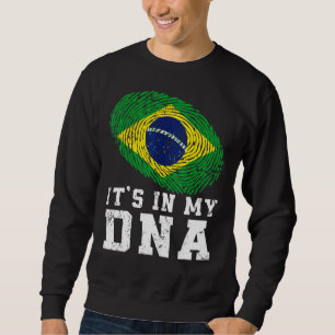 Retro Det är i min Dna Brasilien-Flagga Patriotic Lång Ärmad Tröja