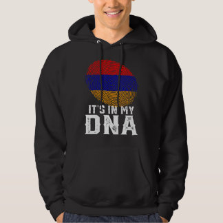 Retro Det är i min Dna Fingerprint Armenia Flagga Hoodie
