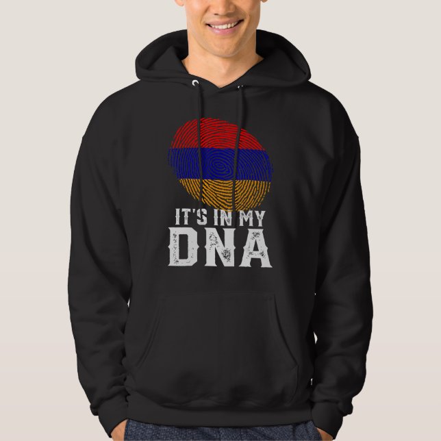 Retro Det är i min Dna Fingerprint Armenia Flagga Hoodie (Framsida)