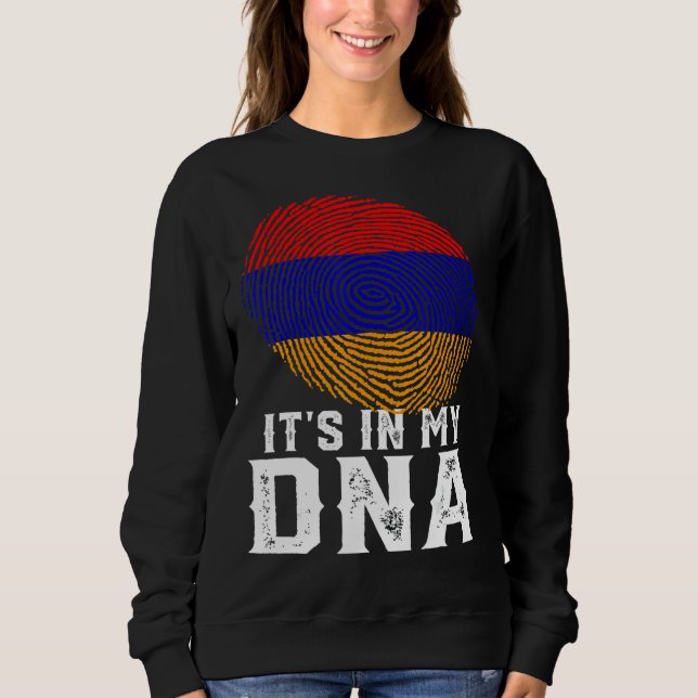 Retro Det är i min Dna Fingerprint Armenia Flagga T Shirt (Framsida)