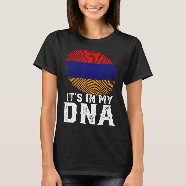 Retro Det är i min Dna Fingerprint Armenia Flagga T Shirt (Framsida)