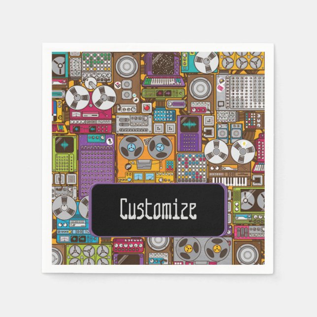 Retro Devices Recording Studio Napkins Pappersservett (Framsidan)
