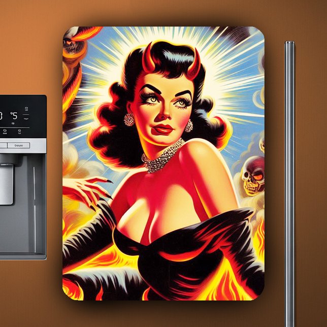 Retro Devilish Pinup Magnet (Skapare uppladdad)