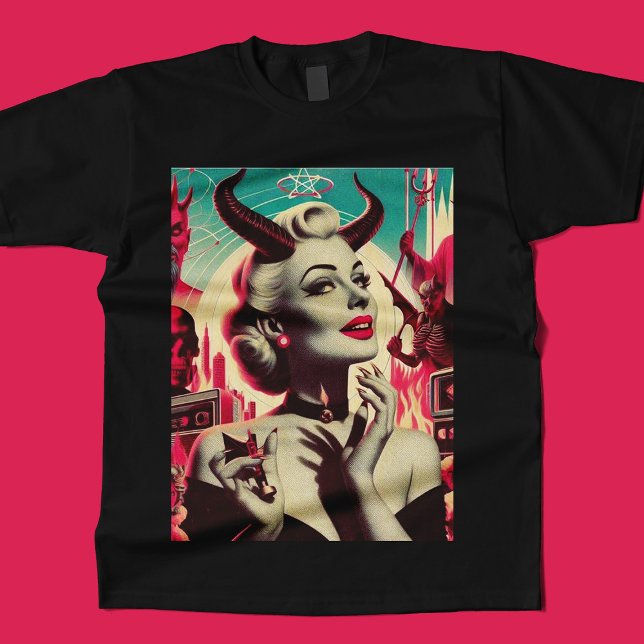 Retro Devilish Woman Collage T Shirt (Skapare uppladdad)